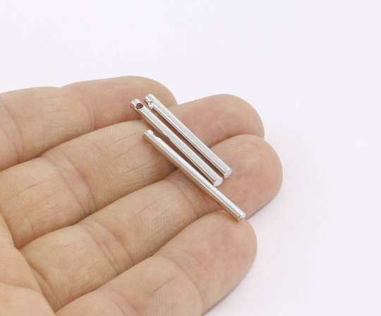 Barra placcata argento 2,5x30mm, barra lunga, collana a barra, argento MTE264