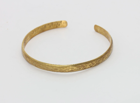 6x155mm Raw Brass Domed Bracelet, Hammered Bracelet,        TFK14