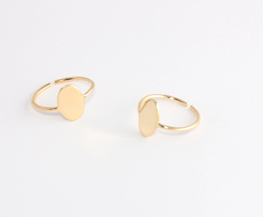 17-18mm 24k Shiny Gold Rings, Disc Rings,  Stamping, Gold SLM1073