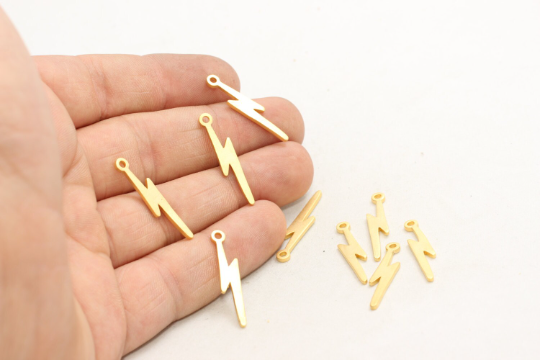 5x28mm 24k Matt Gold Thunder Charms, Lightning Pendant, Flash Charms, Pendant Charms, Zigzag Charms, Gold Plated Findings, LM, MTE58