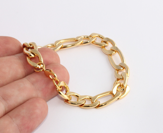 7,2" 24k Shiny Gold Curb Bracelet, Finished Bracelet,              CHK185-1