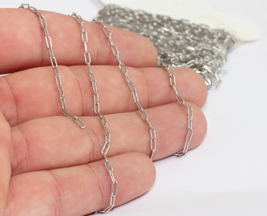 2,2x5,2mm Rhodium Plated Link Chain, Soldered Rolo Chain CHK440