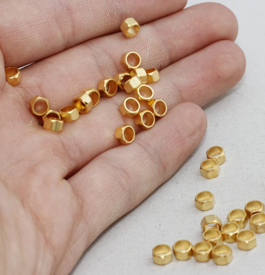 5mm 24k Shiny Gold Hexagon Beads, Spacer Beads,Findings BRT547