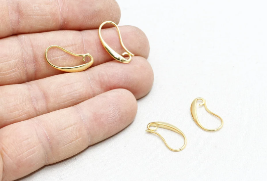 9x19mm 24k Shiny Gold Ear Wires, Gold Fish Hooks, Hook CMR104