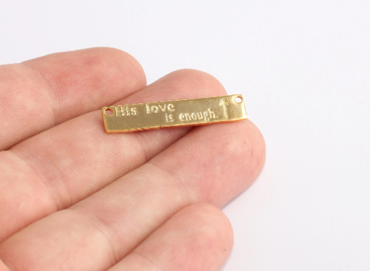 7x33mm 24k Shiny Gold Bar Charms, His Love Is Enough,  XP48