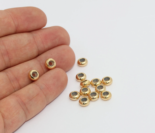 7mm 24k Shiny Gold Rubber Stopper, Connector Beads,   MTE1486