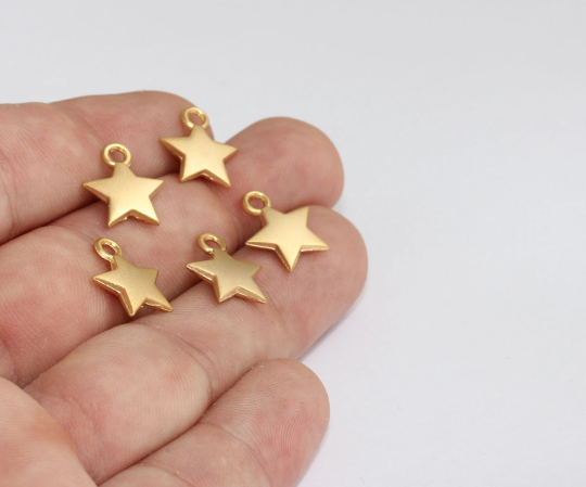 13x15mm 24k Matt Gold Star Charms, Star Pendant, Gold  MLS166