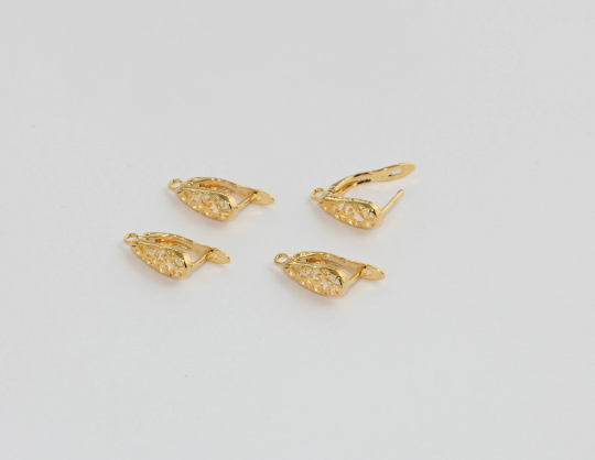 10x17mm 24k Shiny Gold Earrings, Leverback Earrings,    BRT829