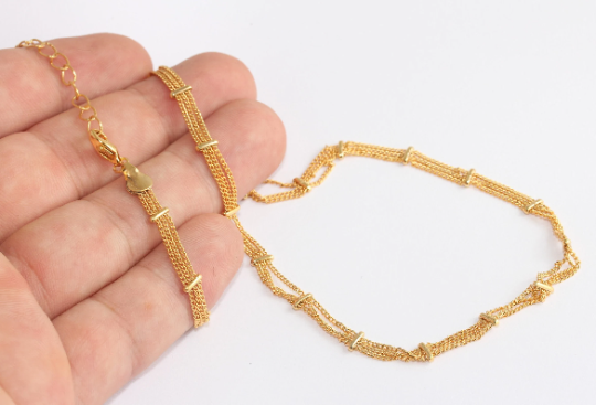 18'' 24k Shiny Gold Necklace, Satellite Necklace Chains,  CHK559