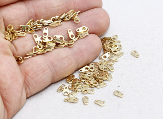 3x6mm Raw Brass Necklace Connector, Chain Tabs, Brass  EYM1