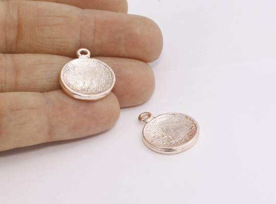 18x23mm Rose Gold Medallion, Hammered Disc, Coin Rose   ROSE639