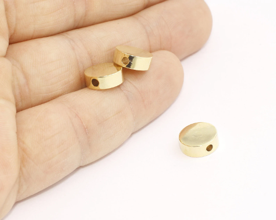 10mm 24k Shiny Gold Beads, Round Coins,Flat beads,Coins    MTE369