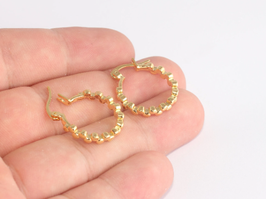 20mm 24k Shiny Gold Hoop Earrings, Cube Hoop Earrings,  MLS269