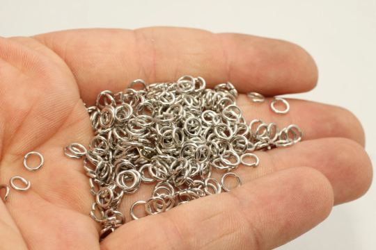 23 Ga 4mm Rhodium Plated Jump Rings, Silver Connector, CR177