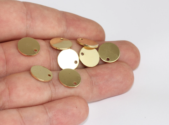 12mm Raw Brass Coins, Round Charms, Brass Disc Charms, ALS22