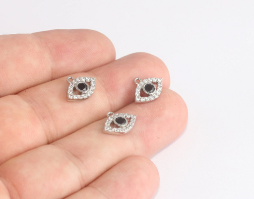 Rhodium Plated Evil Eye Charm