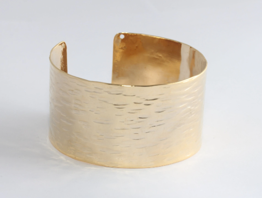 30mm 24k Shiny Gold Hammered Bangle, Gold Plated         BXB382-1