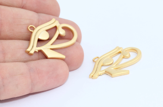 25x29mm 24k Matt Gold Egyptian Eye, Horus Necklace, Eye  MTE513