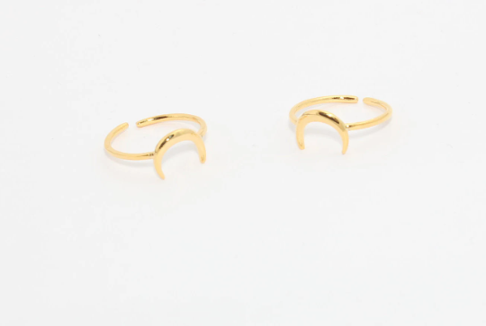 17mm 24k Shiny Gold Moon Ring, Ring, Crescent Moon Ring, MTE932