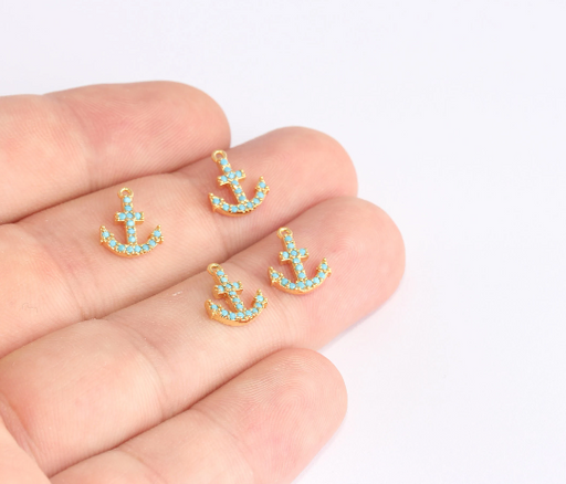 Shiny Gold Anchor Charms