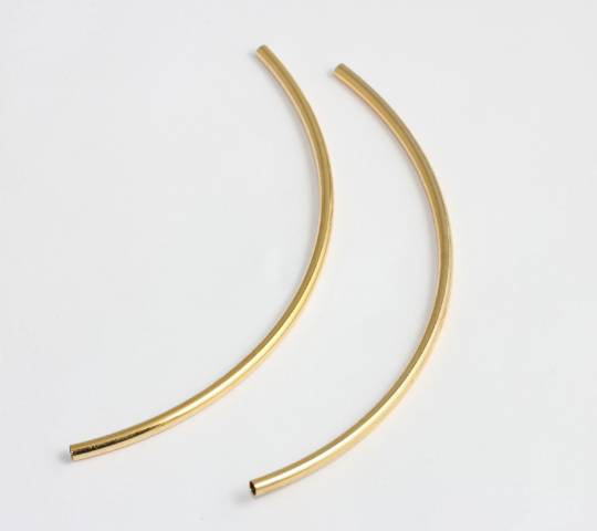 3x105mm 24k Shiny Gold Curved Tubes, Necklace Tubes,  CHK155-1