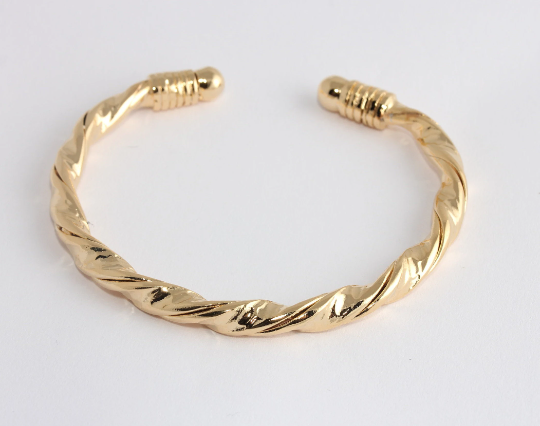 60mm 24k Shiny Gold Round Wire Bracelet, Open, Bracelet,                CHK715-1