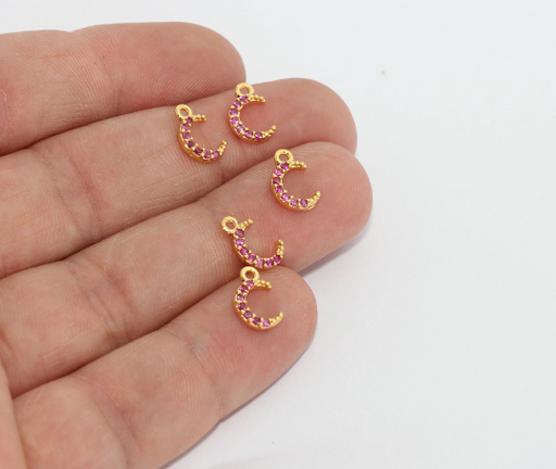 Shiny Gold Moon Charms