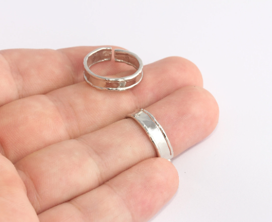 17-18mm Rhodium Plated Rings, Minimalist Ring, Silver  SLM498