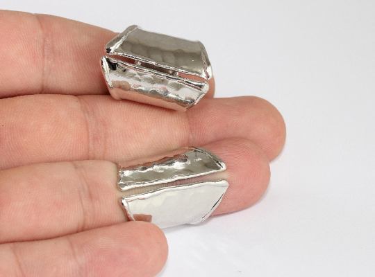 17-18mm Rhodium Plated Hammered Rings, Adjustable  MLS806