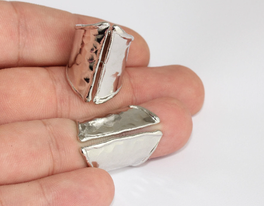 17-18mm Rhodium Plated Hammered Rings, Adjustable  MLS806