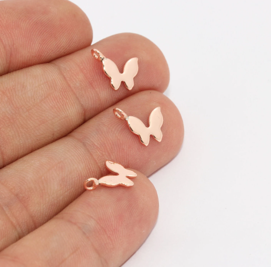8x10mm Rose Gold Butterfly Charms, Butterfly Pendant, MTE671