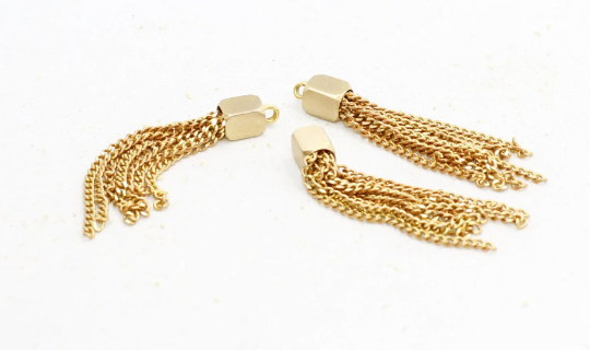 50mm Raw Brass Chain Tassel Pendant, Brass Necklace Metal  TSL81