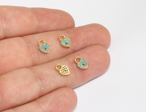 Shiny Gold Heart Lock Charms