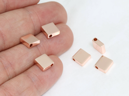 8mm Rose Gold Plated Square Pendant, Nameplate Bar, ROSE331