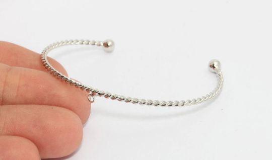 Rhodium Plated Wire Bracelet, Open Cuff Bracelet Bangle,      CHK290-3