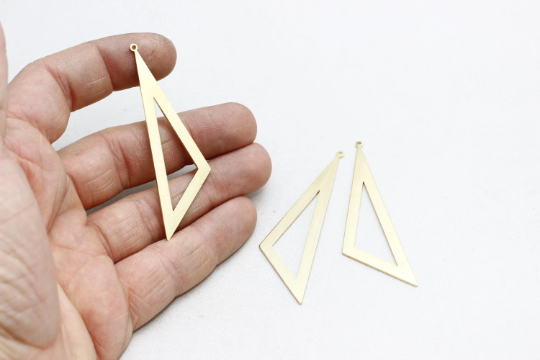 18x62mm Raw Brass Pendant, Triangle Pendant, Geometric  CHK292