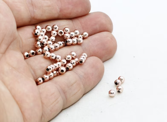 5mm Rose Gold Beads, Spacer Beads, Hollow Beads, Tiny  ROSE75