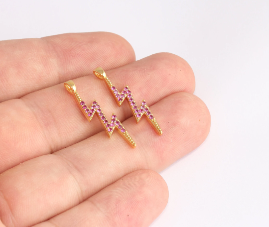 6x25mm 24k Shiny Gold Charms, Micro Pave Charms, CZ SLM600