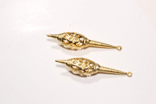8,5x44mm 24k Matt Gold Bar, Lace Pendant, Long Bar, Gold    MTE79