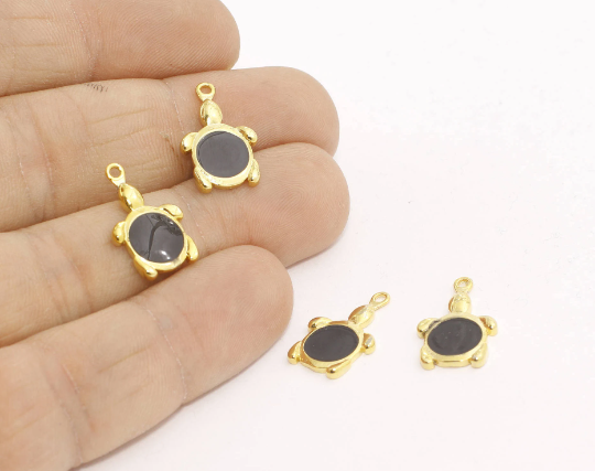 11x18mm 24k Shiny Gold Turtle Charms, Turtle Pendant,      MTE302