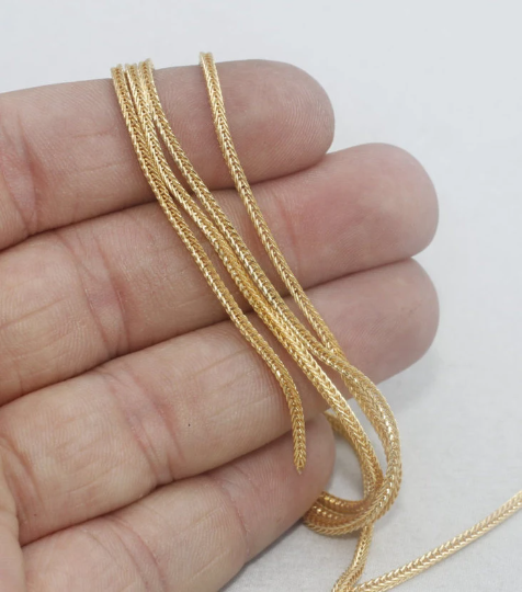 2,2mm 24k Shiny Gold Snake Chains, Mesh Chains, Cable       BXB234