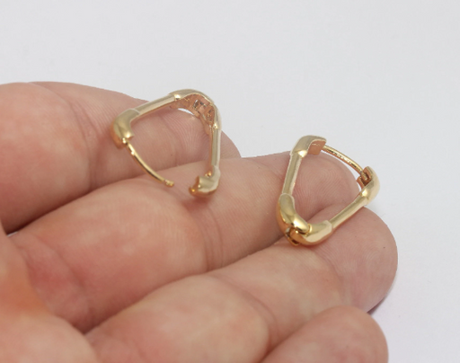 Pin Earrings, Gold Leverback