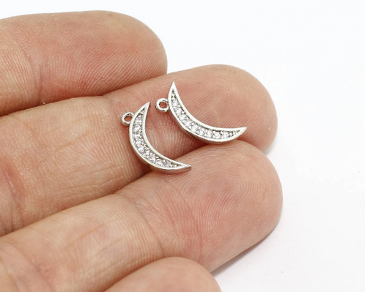 Rhodium Plated Moon Charms