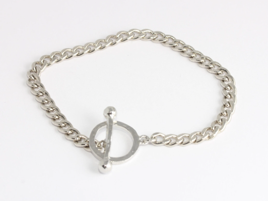7.5" Rhodium Plated Curb Bracelet, Finished Bracelet,                 XP430