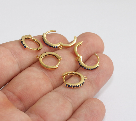 15x17mm 24k Shiny Gold Small Hoop Earrings, Huggie ,          CMR65