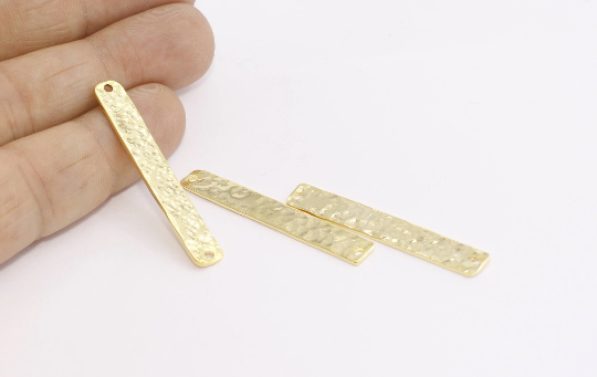 6x45mm 24k Shiny Gold Hammered Bar, Hammered Bar Bracelet, Stamping Bar, Bracelet Connector, Charms, Gold Plated Findings, MTE252