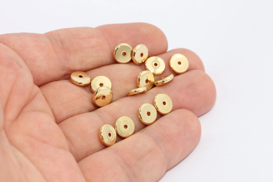 7,5mm 24k Shiny Gold Beads, Rondelle Beads, Bracelet Beads MTE648