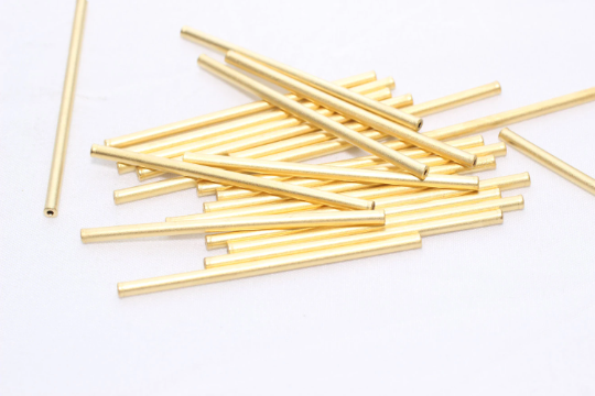 2x45mm Matt Gold Plated Tubes, Long Tube Bar, Spacer  BRT32