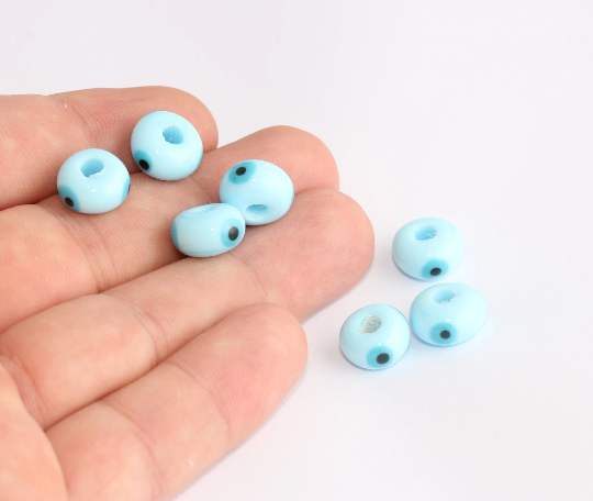 13mm Light Blue Evil Eye Beads, Turkish Nazar Amulet Talisman, SLM958