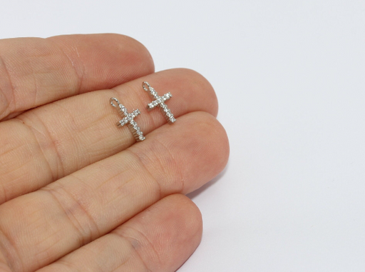 Rhodium Plated Cross Charms
